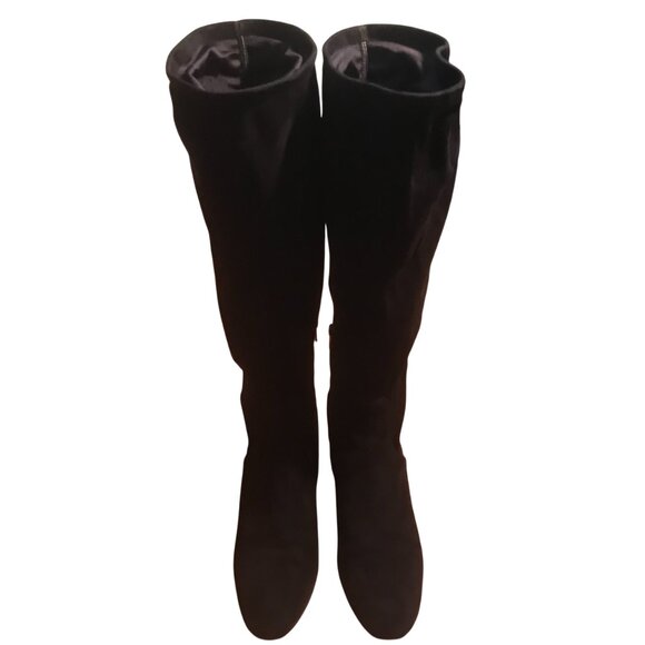 Valentino Suede Leather Boots Black 37 Block Heel - Picture 7 of 11